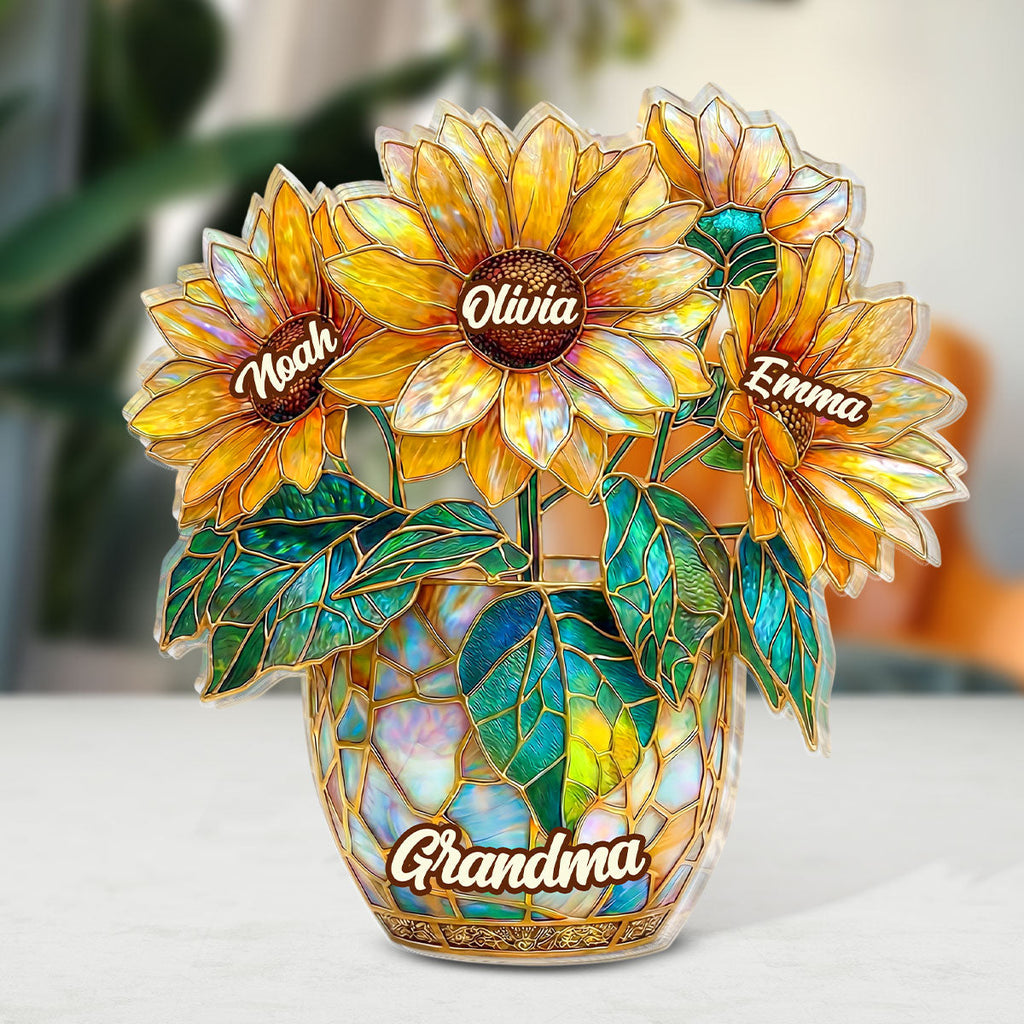Sunflower Love For Grandma - Personalized Custom Shaped Acrylic Plaque