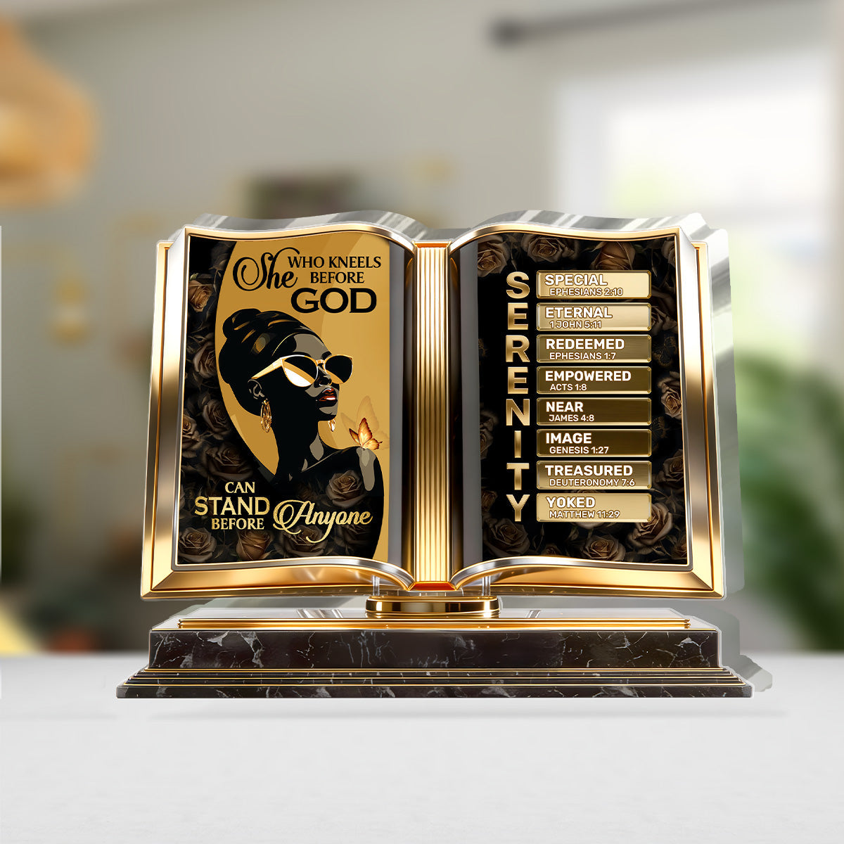 She Who Kneels Before God Can Stand Before Anyone - Personalized Custom Shaped Acrylic Plaque