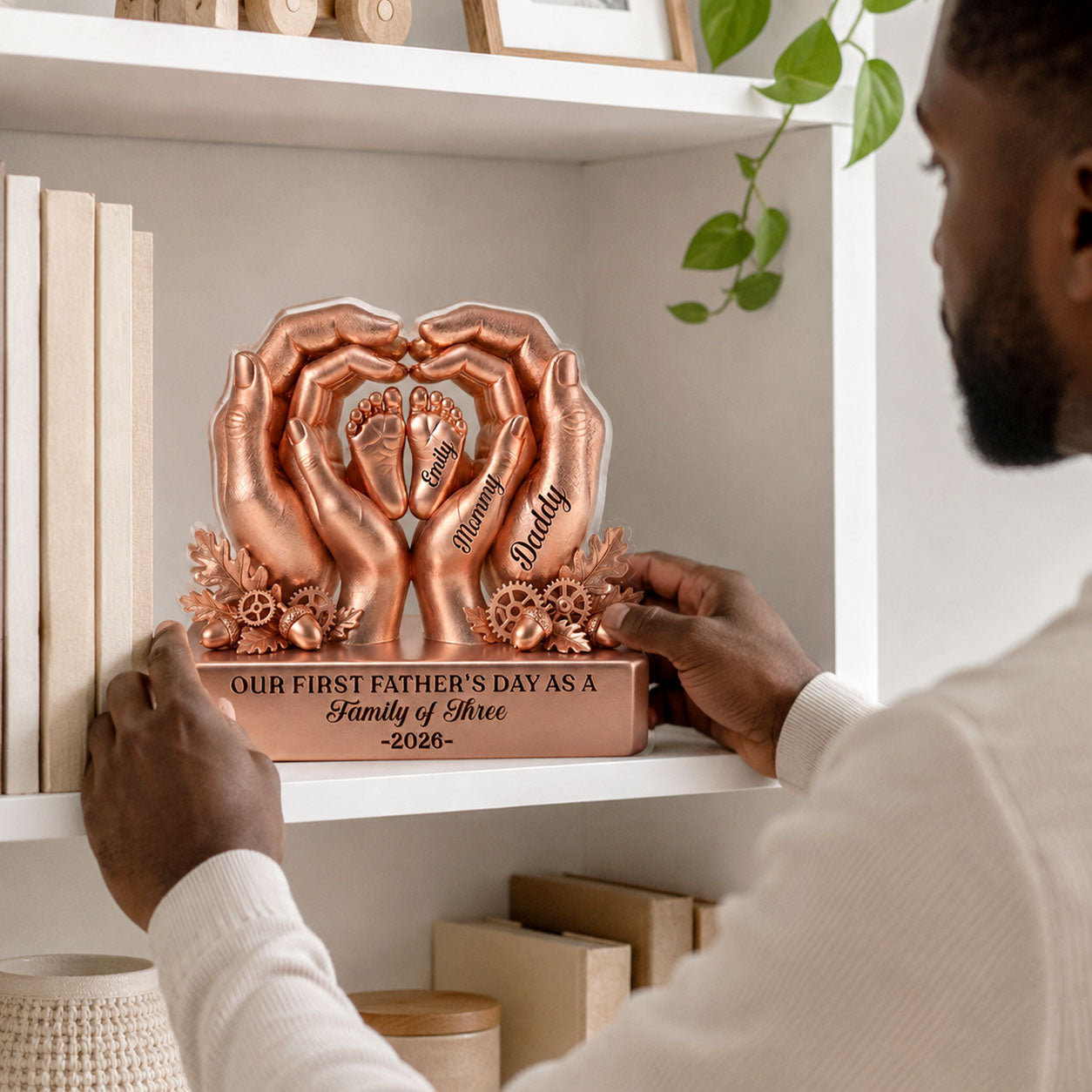 Our First Father's Day As A Family Of Three - Personalized Custom Shaped Acrylic Plaque