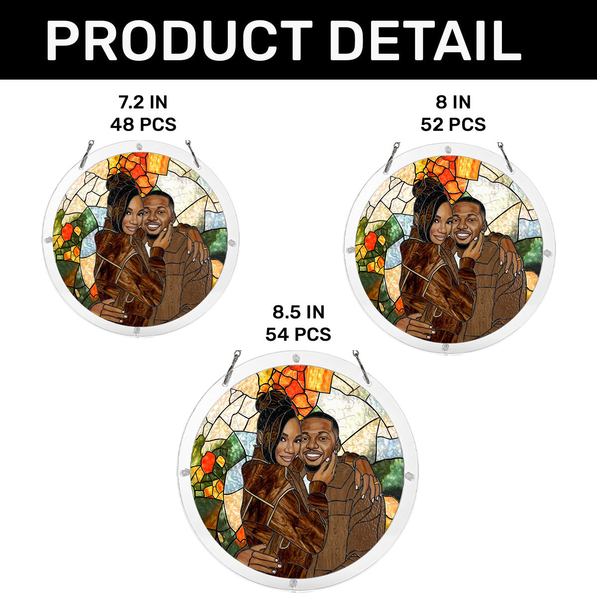 Custom Photo Stained Glass Portrait Wife Husband Couple - Personalized Acrylic Jigsaw Puzzle Suncatcher