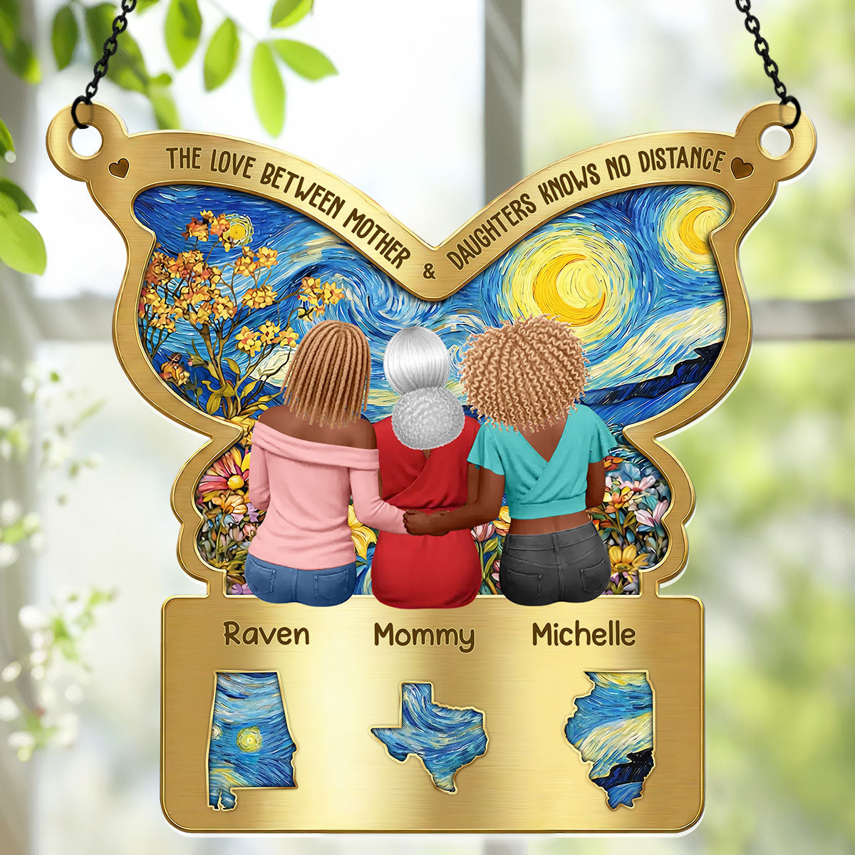 Mother Daughter Knows No Distance Mother‘s Day Gift - Personalized Acrylic Suncatcher