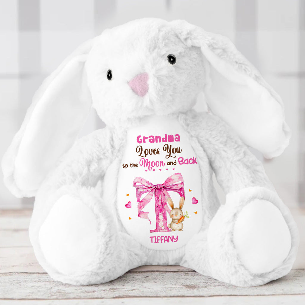 Grandma Loves You To The Moon And Back - Personalized Stuffed Bunny