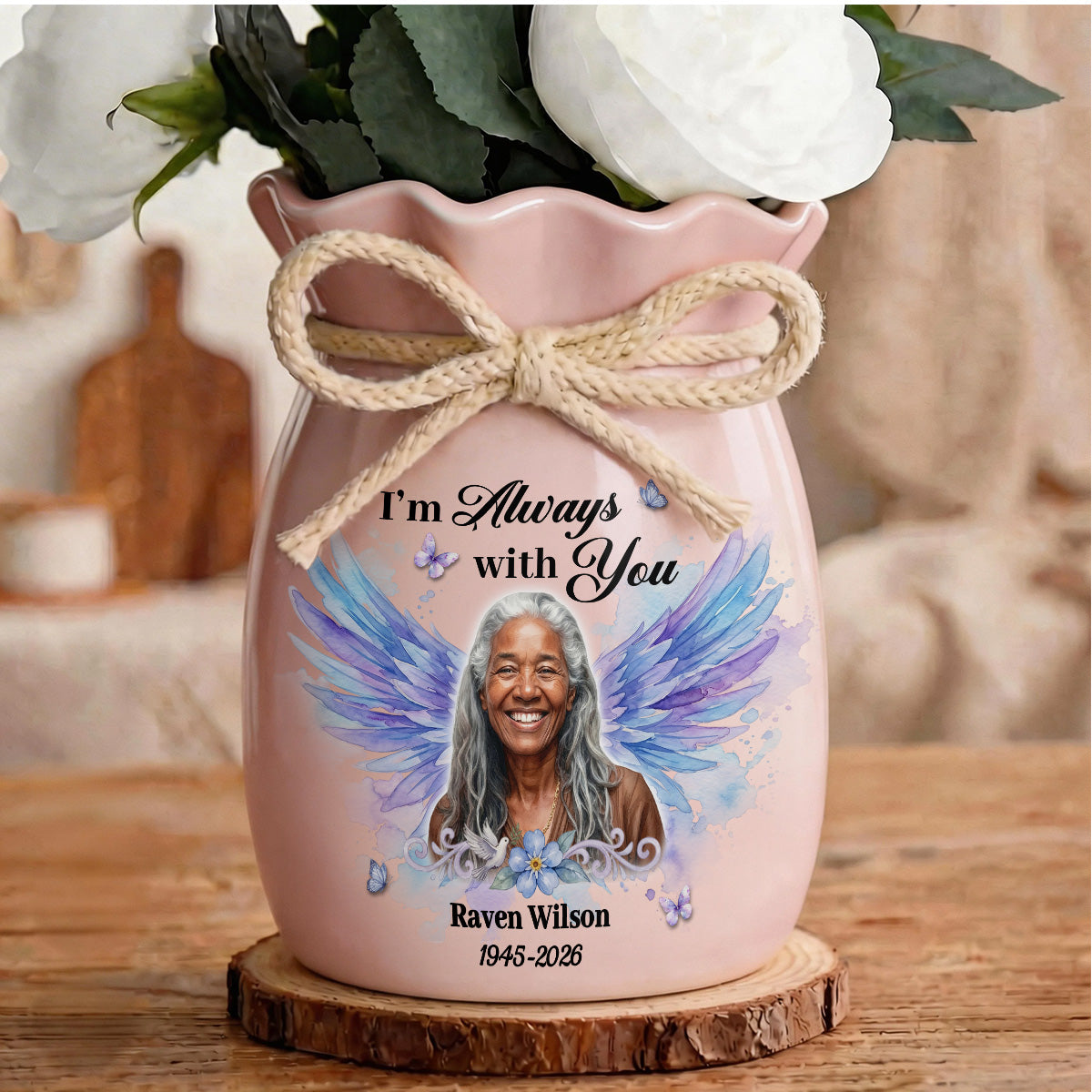 I'm Always With You - Personalized Flower Vase With Ribbon