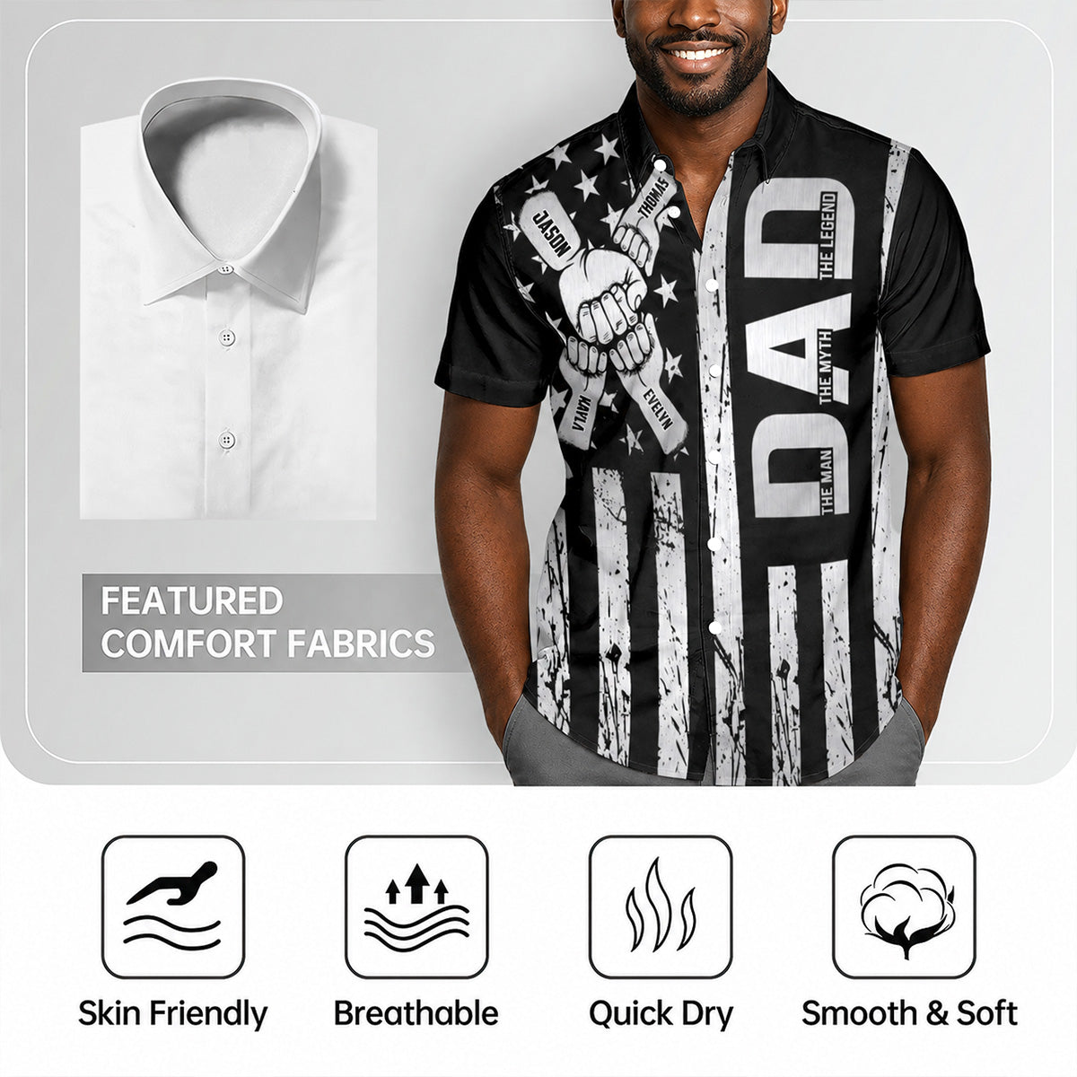 Dad The Man The Myth The Legend - Personalized Hawaiian Shirt