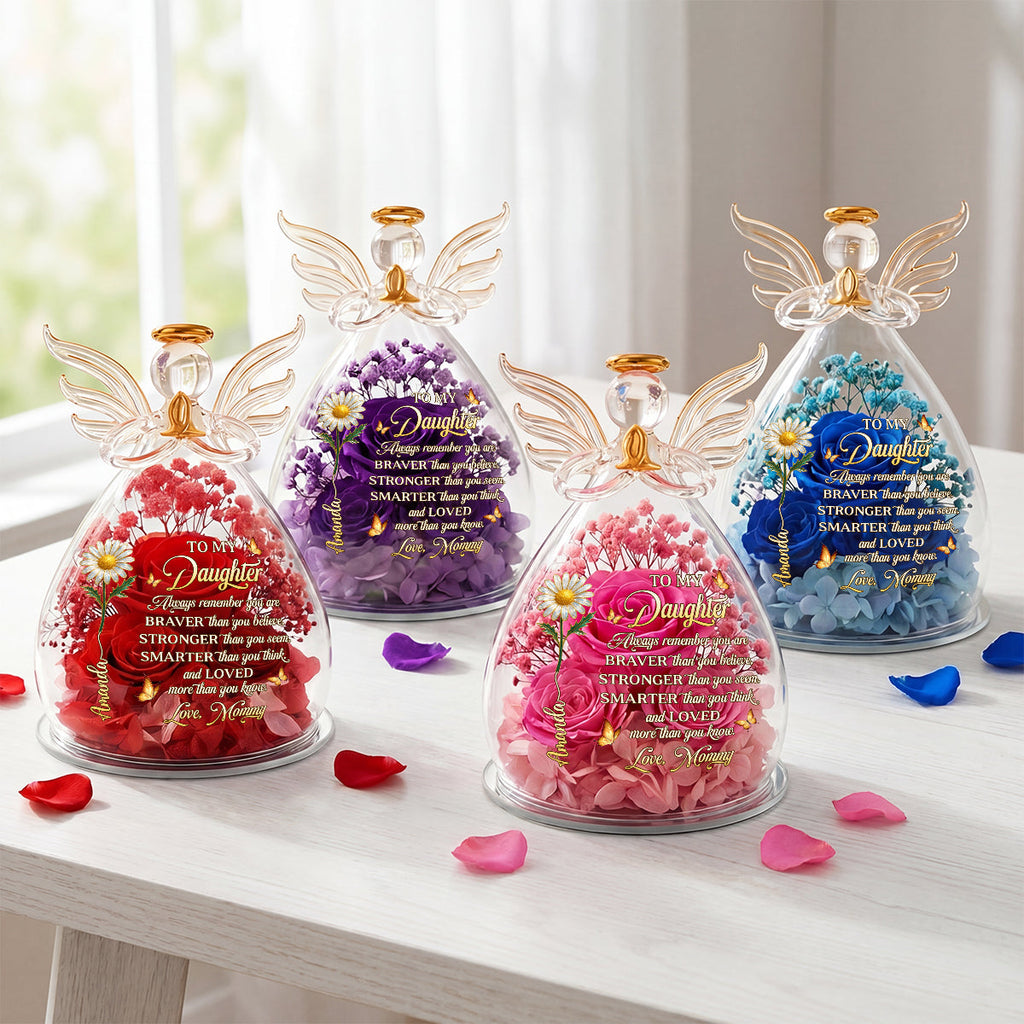 You Are Loved More Than You Know - Personalized Angel Dome With Preserved Flowers