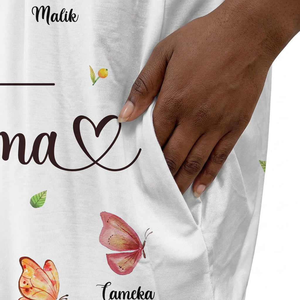First Mom Now Grandma Butterfly Version - Personalized Sleep Tee
