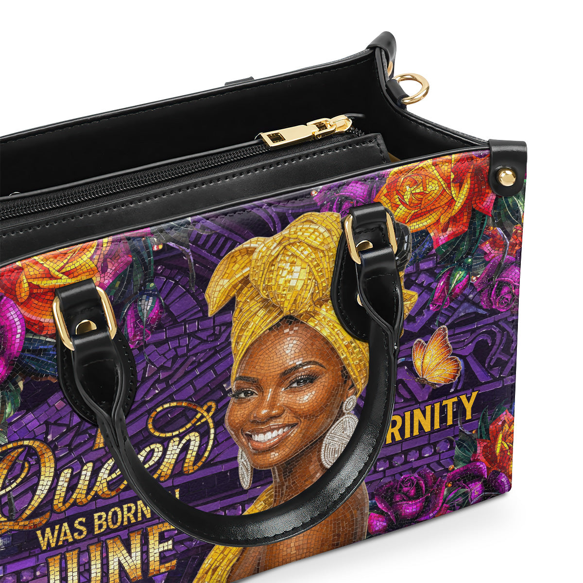 A Beautiful Queen Premium Mosaic Version - Personalized Leather Handbag