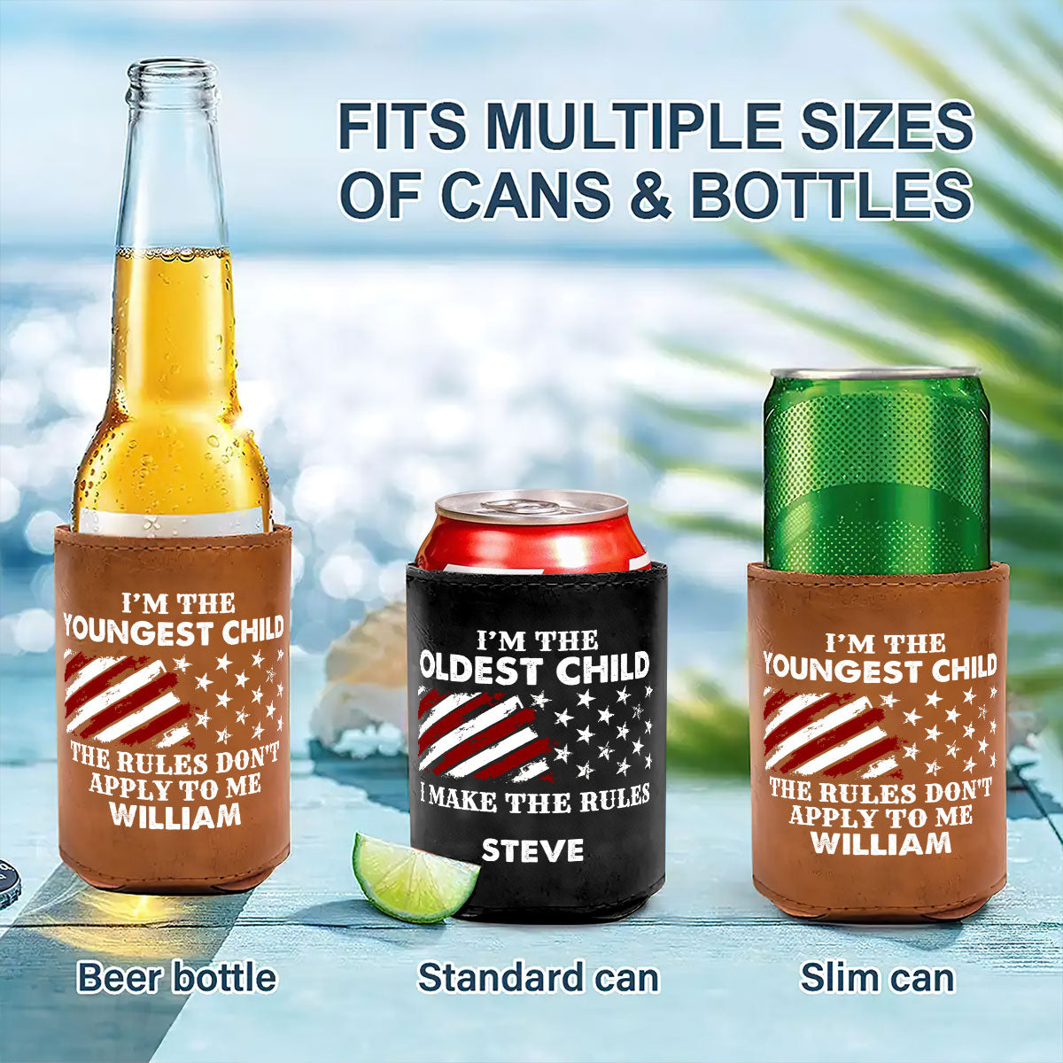 Who Makes The Rules - Personalized Leather Can Cooler