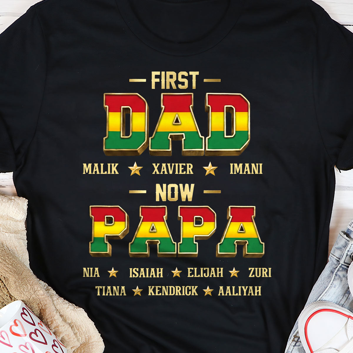 First Dad Now Papa - Personalized 2D Unisex T-shirt