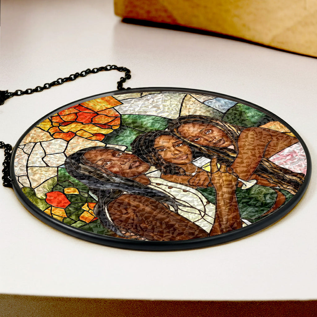 Custom Photo Stained Glass Portrait Besties Friends - Personalized Stained Glass Window Hanging Suncatcher