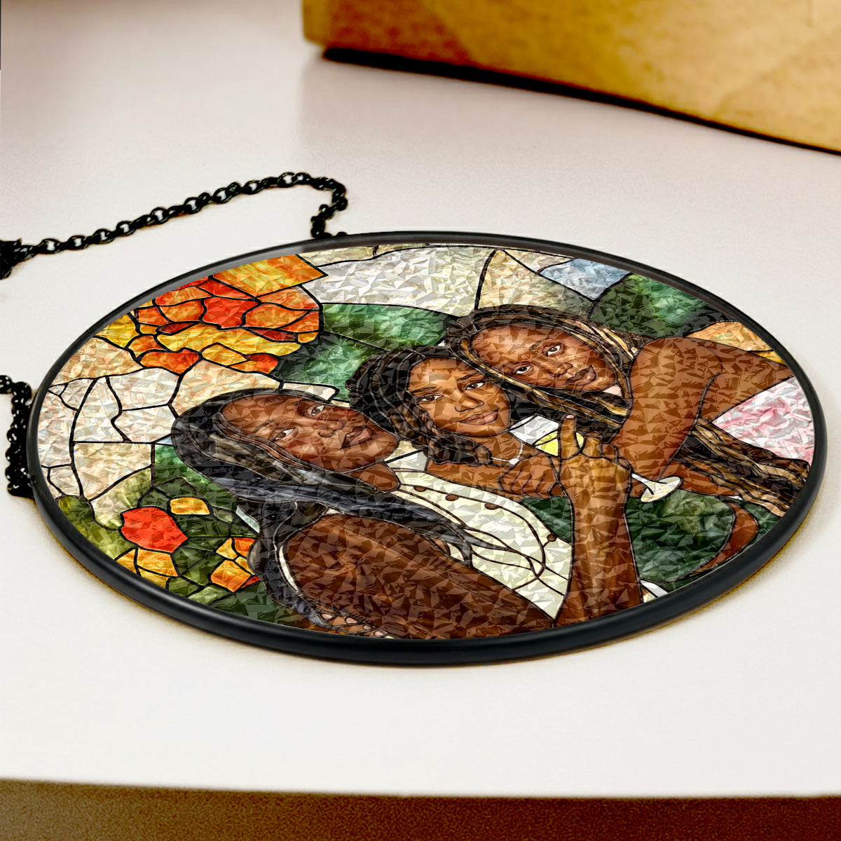 Custom Photo Stained Glass Portrait Besties Friends - Personalized Stained Glass Window Hanging Suncatcher