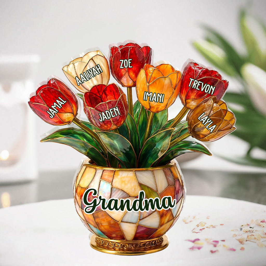 Grandma’s Blooming Love - Personalized Custom Shaped Acrylic Plaque