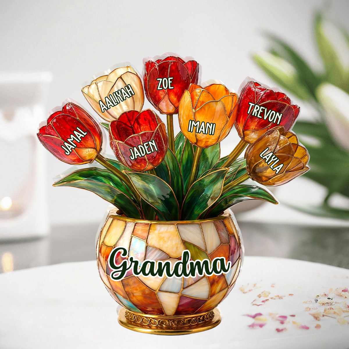 Grandma’s Blooming Love - Personalized Custom Shaped Acrylic Plaque