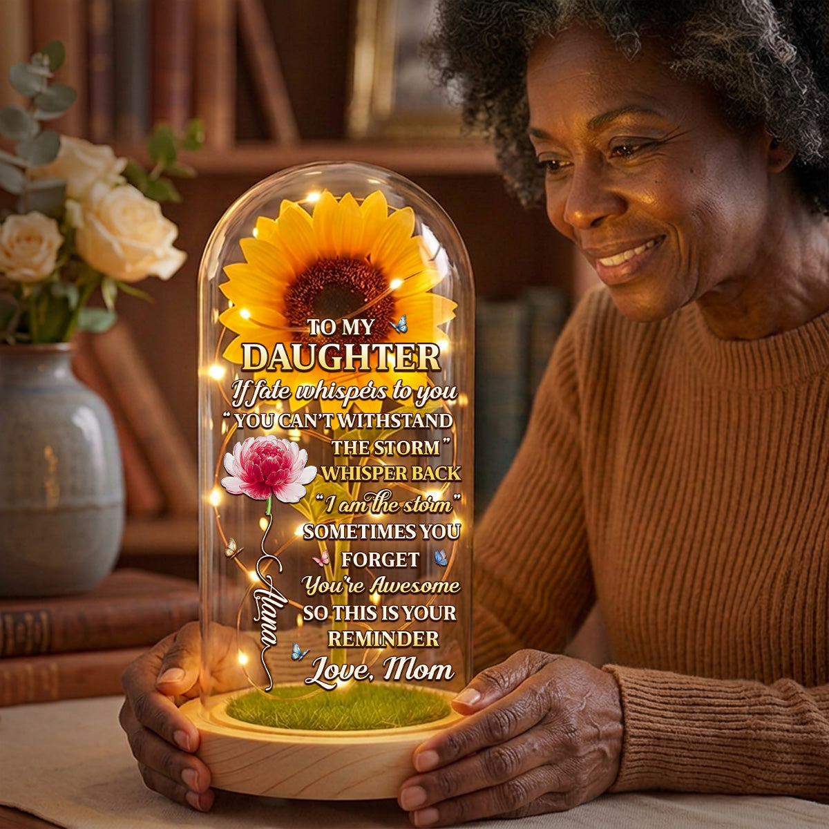 From Mom To Badass Daughter - Personalized Sunflower Dome Lamp
