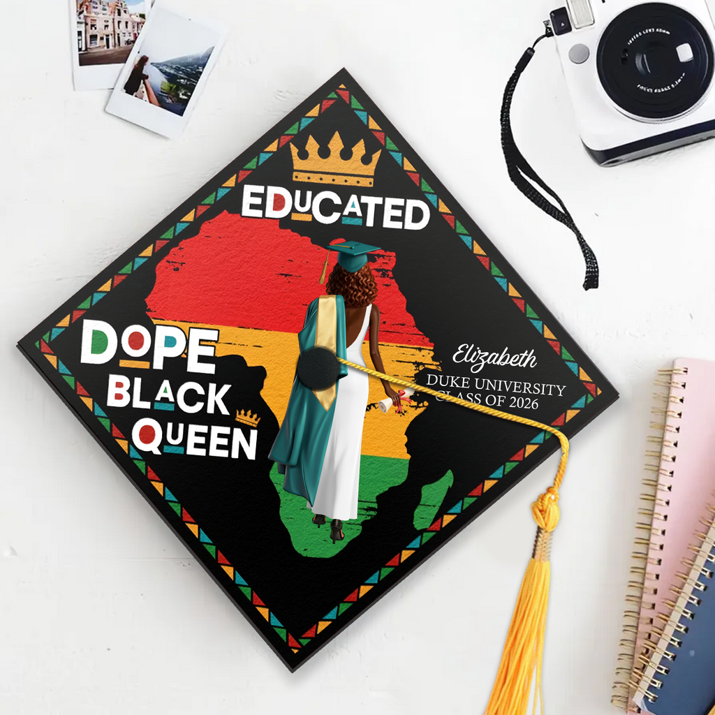 Dope Black Queen - Personalized Graduation Cap Topper