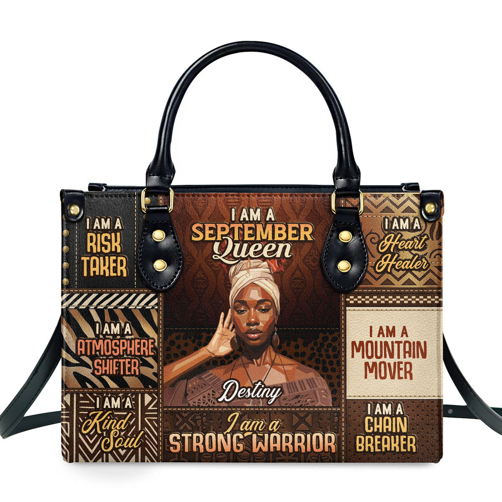 I Am A Black Queen - Personalized Leather Handbag