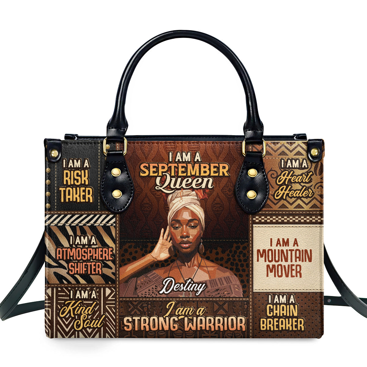 I Am A Black Queen - Personalized Leather Handbag