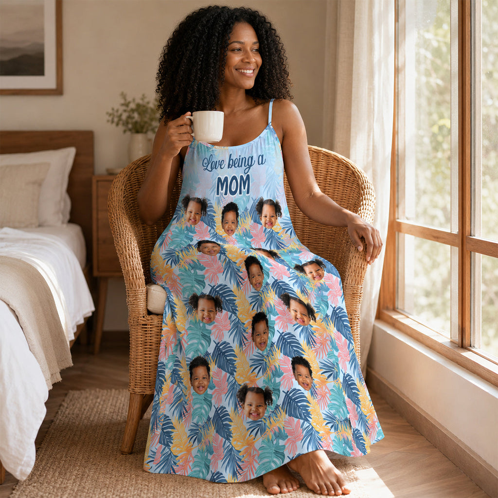 Love Being A Mom - Personalized Backless Cami Maxi Dress