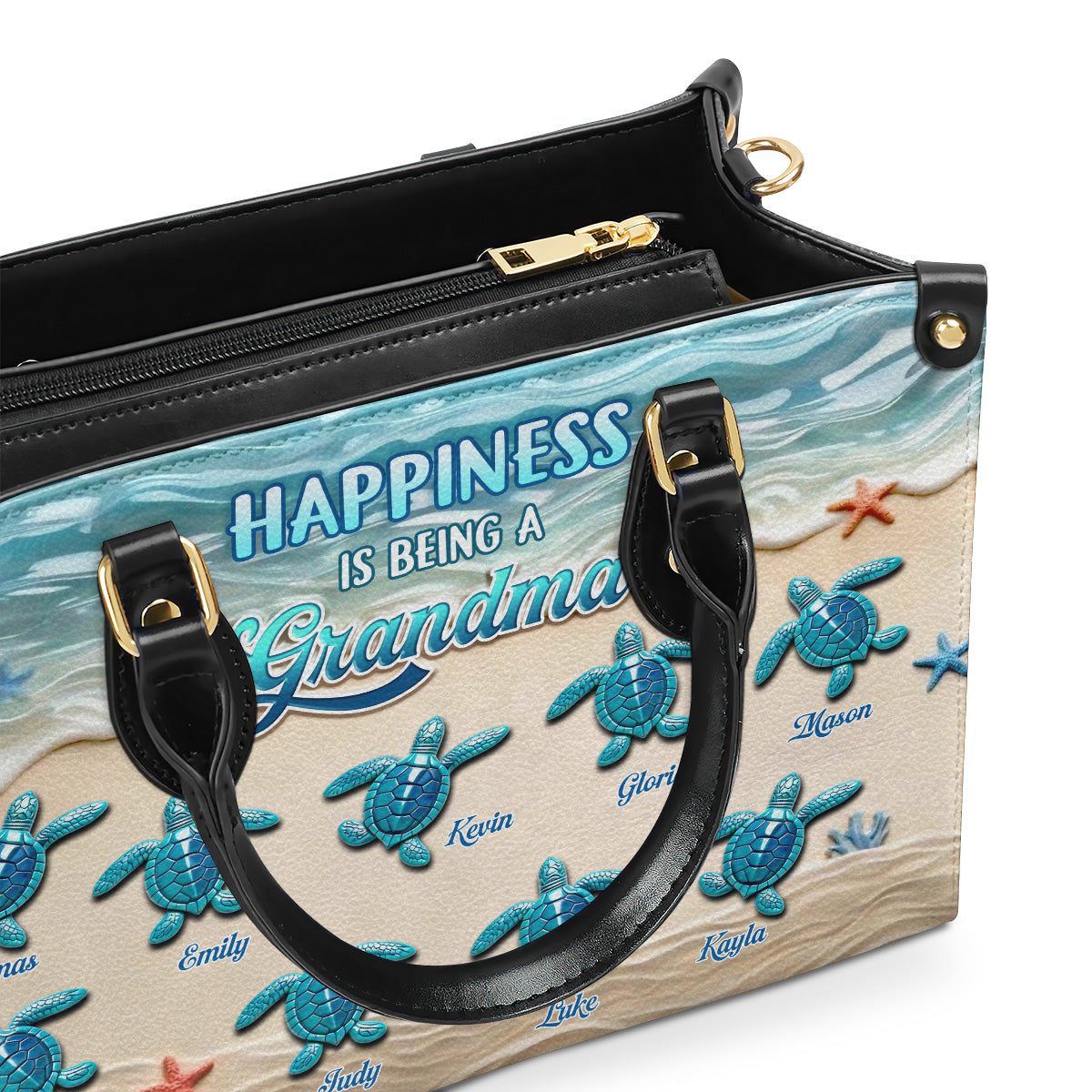 Happiness Is Being A Grandma - Personalized Leather Handbag