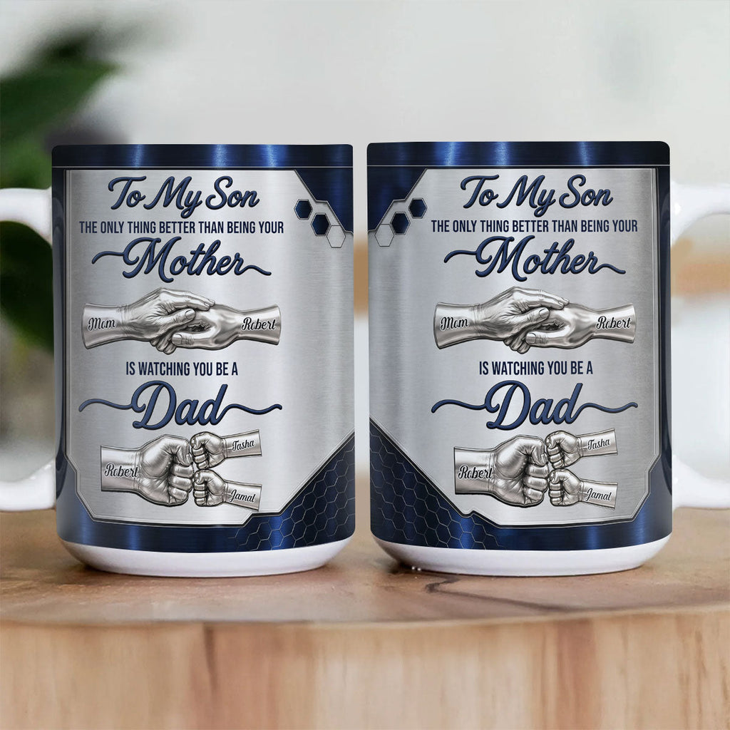 Watching You Being A Dad Ver 2 - Personalized Ceramic Coffee Mug