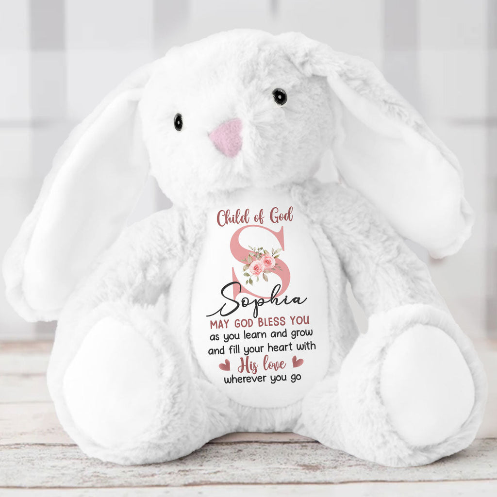 May God Bless You - Personalized Stuffed Bunny
