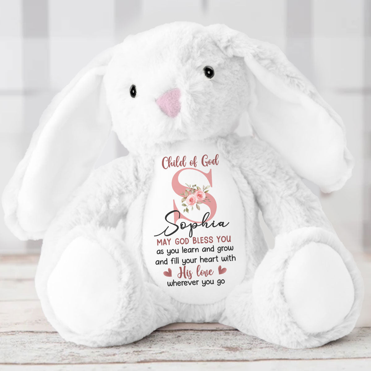 May God Bless You - Personalized Stuffed Bunny