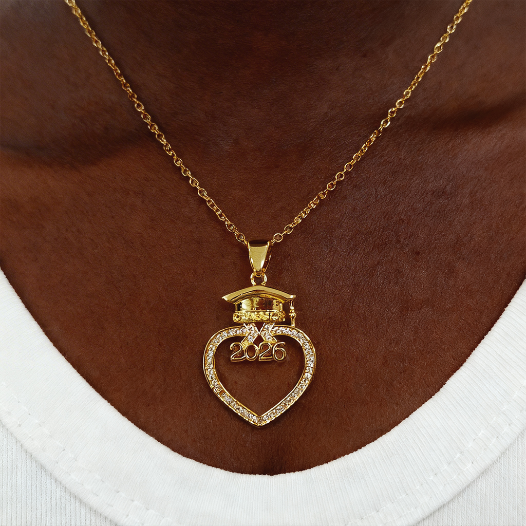I’m In Heaven But I Won't Miss This Day 2026 - Personalized Grad Cap Heart Necklace With Box & Card 2026