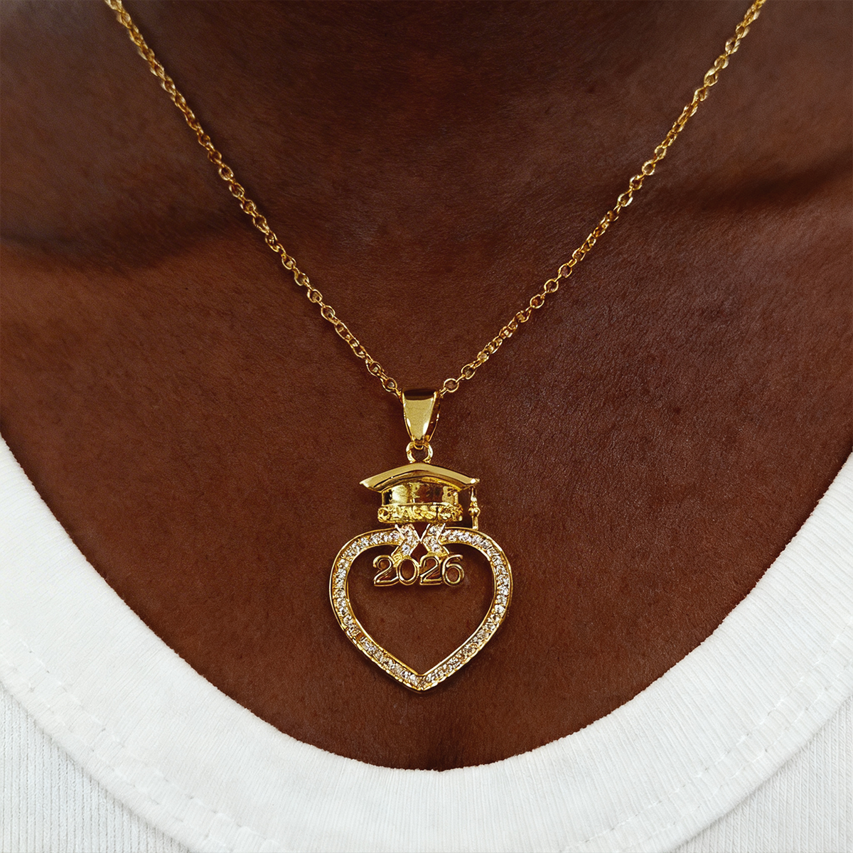 I’m In Heaven But I Won't Miss This Day 2026 - Personalized Grad Cap Heart Necklace With Box & Card 2026