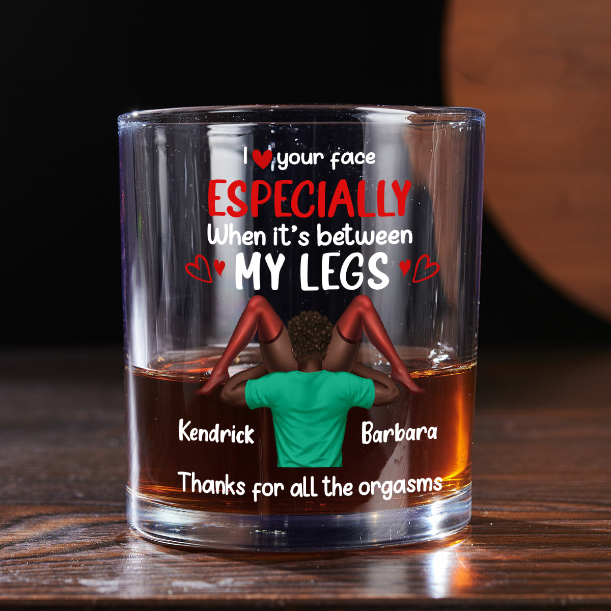 I Love Your Face - Personalized Round Whiskey Glass