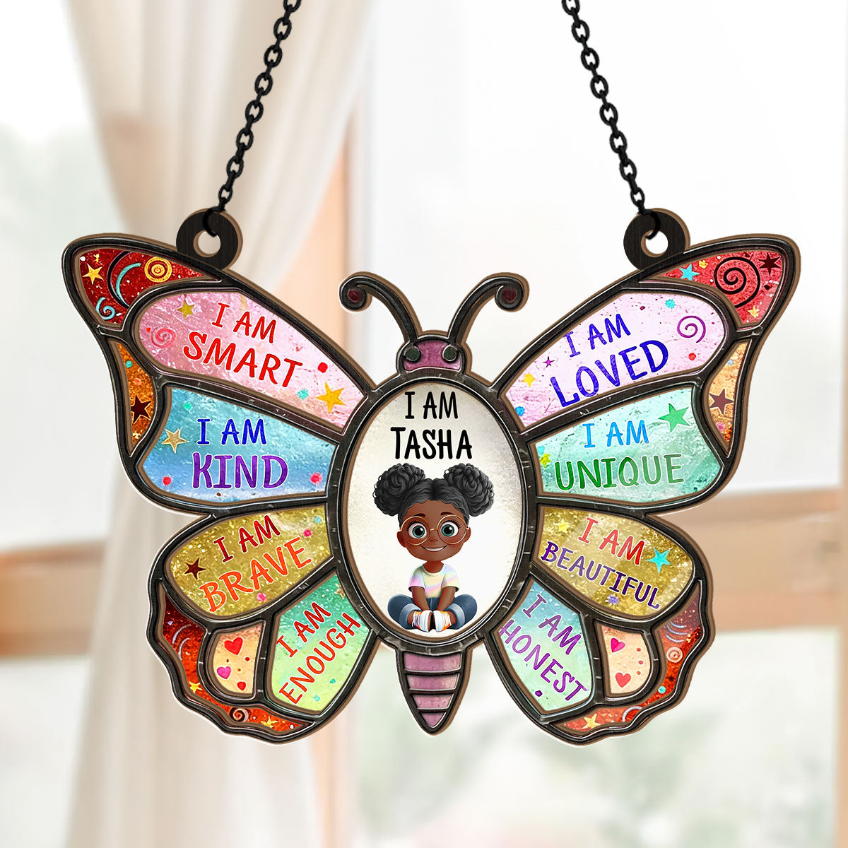 I Am Smart I Am Kind - Personalized Window Hanging Suncatcher