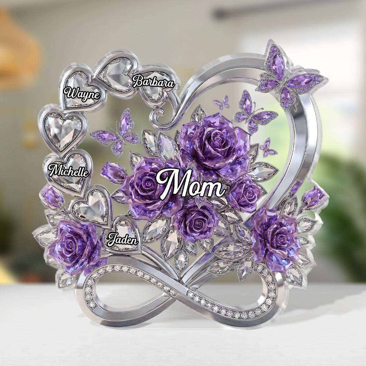 Heart Infinity With Roses - Personalized Custom Shaped Acrylic Plaque