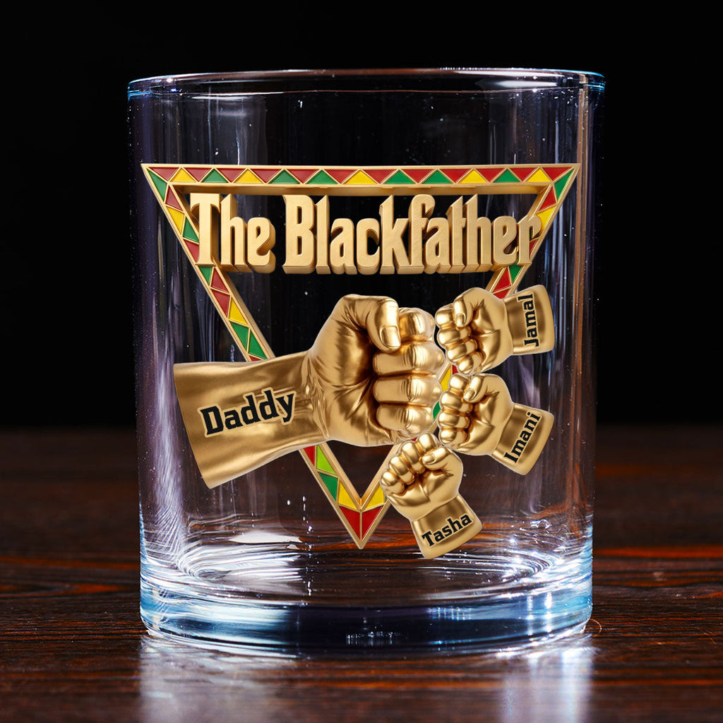 The Black Father - Personalized Round Whiskey Glass
