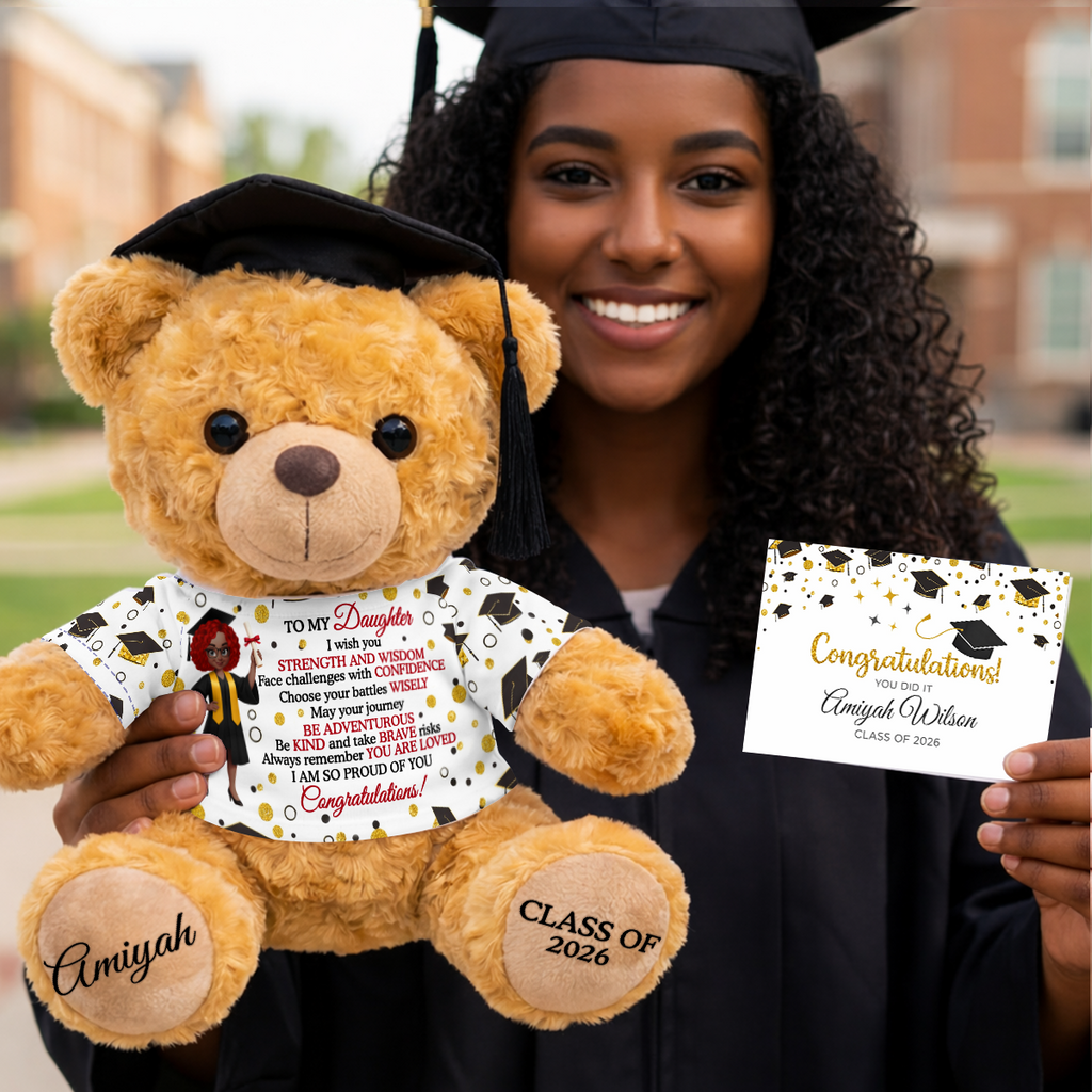 I Wish You Strength And Wisdom - Personalized Graduation Bear With Card