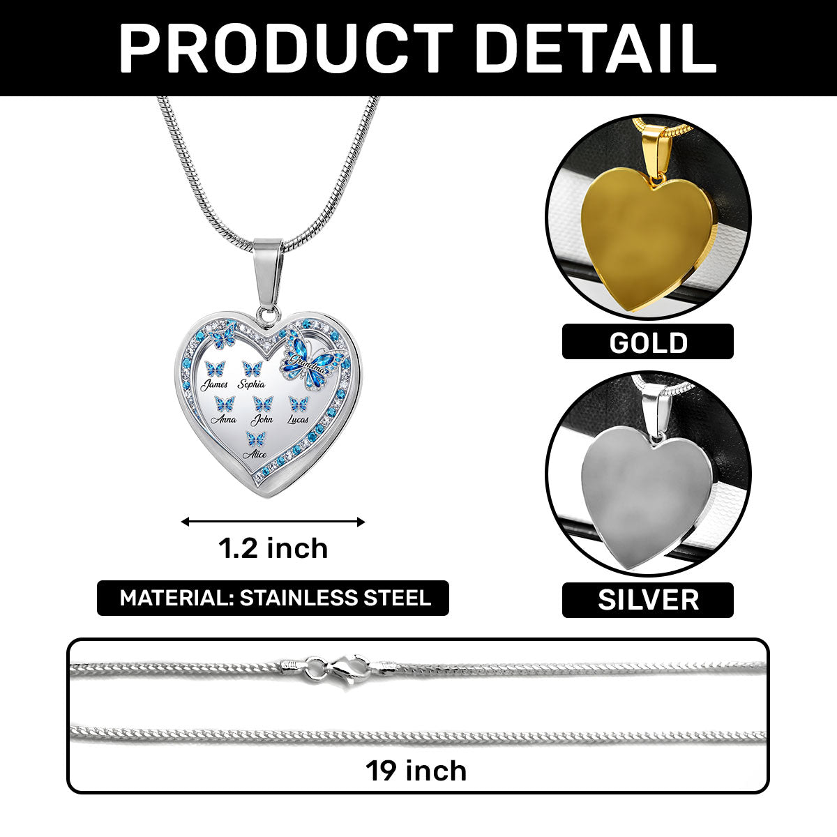 Grandma's Kisses - Personalized Heart Necklace