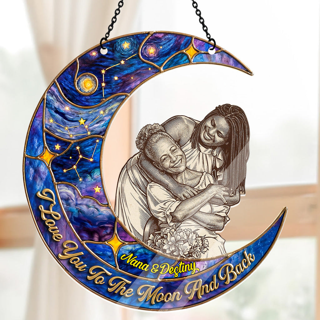 I Love You To The Moon And Back Custom Photo - Personalized Acrylic Suncatcher
