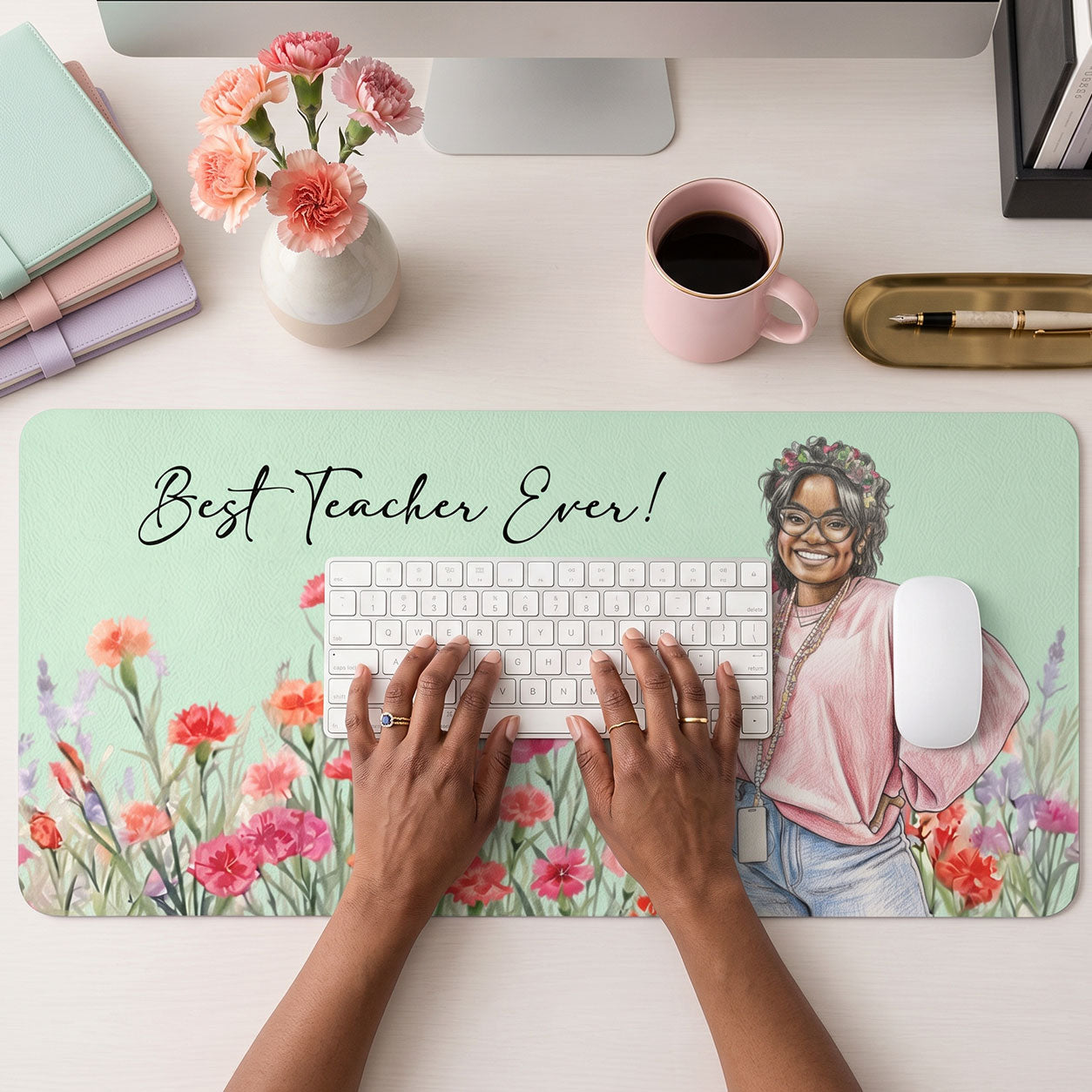 Best Teacher Birth Month Gift For Teacher - Personalized Leather Desk Mat