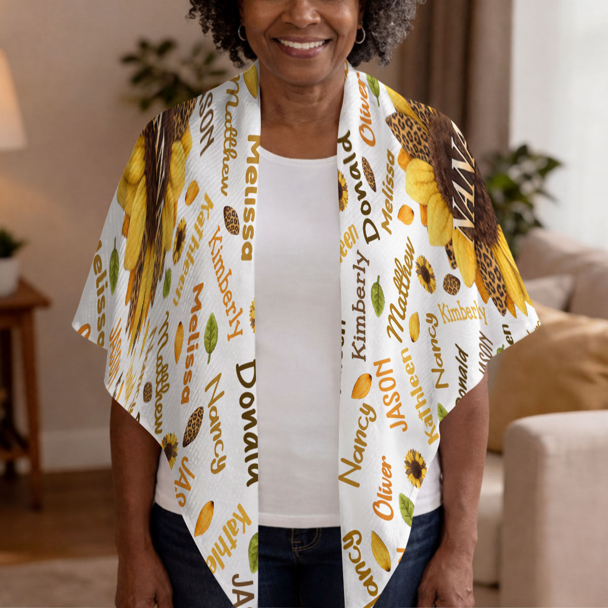 Grandma Sunflower - Personalized Shawl Wrap