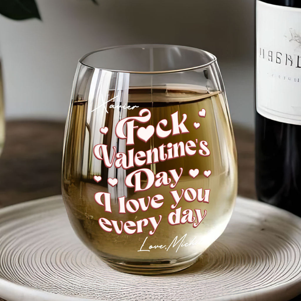 I Love You Everyday Vintage - Personalized Stemless Wine Glass