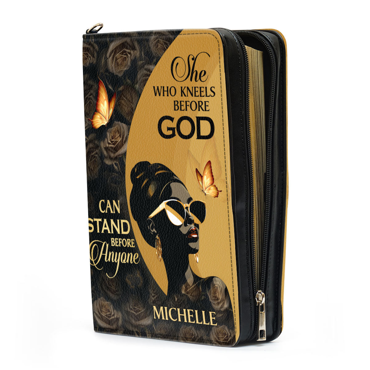 She Who Kneels Before God Can Stand Before Anyone - Personalized Bible Cover