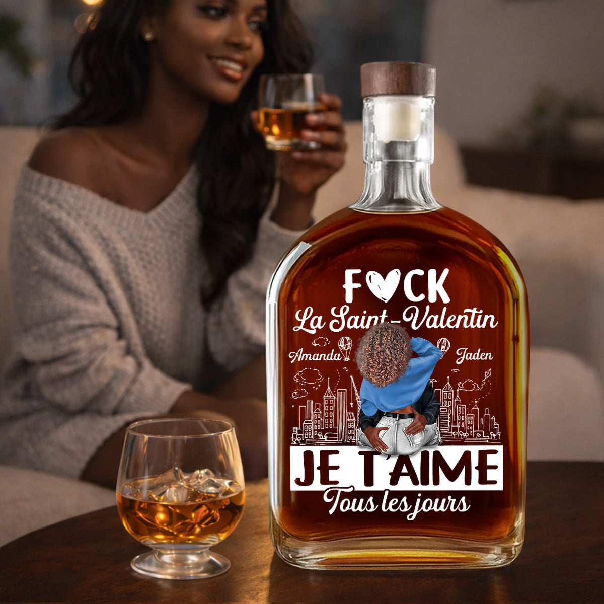 Je T’aime Tous Les Jours - Personalized Whiskey Bottle