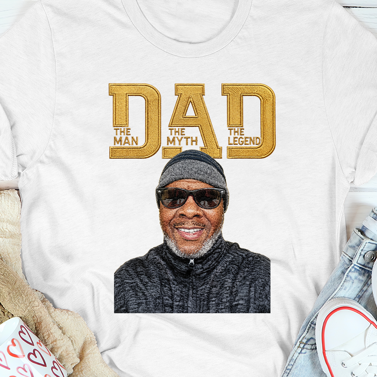 The Man The Myth The Legend Embroidery - Personalized 2D Unisex T-shirt