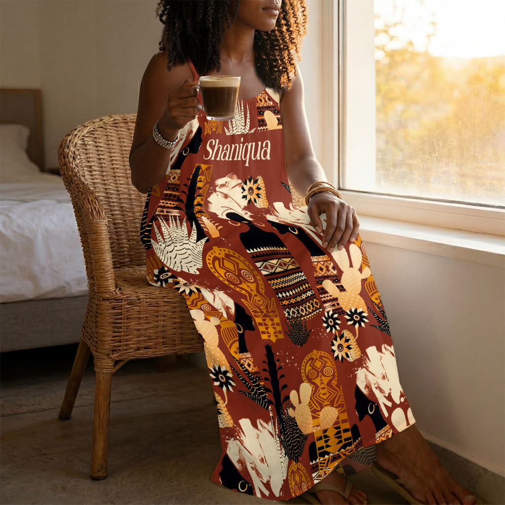 African Heritage - Personalized Backless Cami Maxi Dress