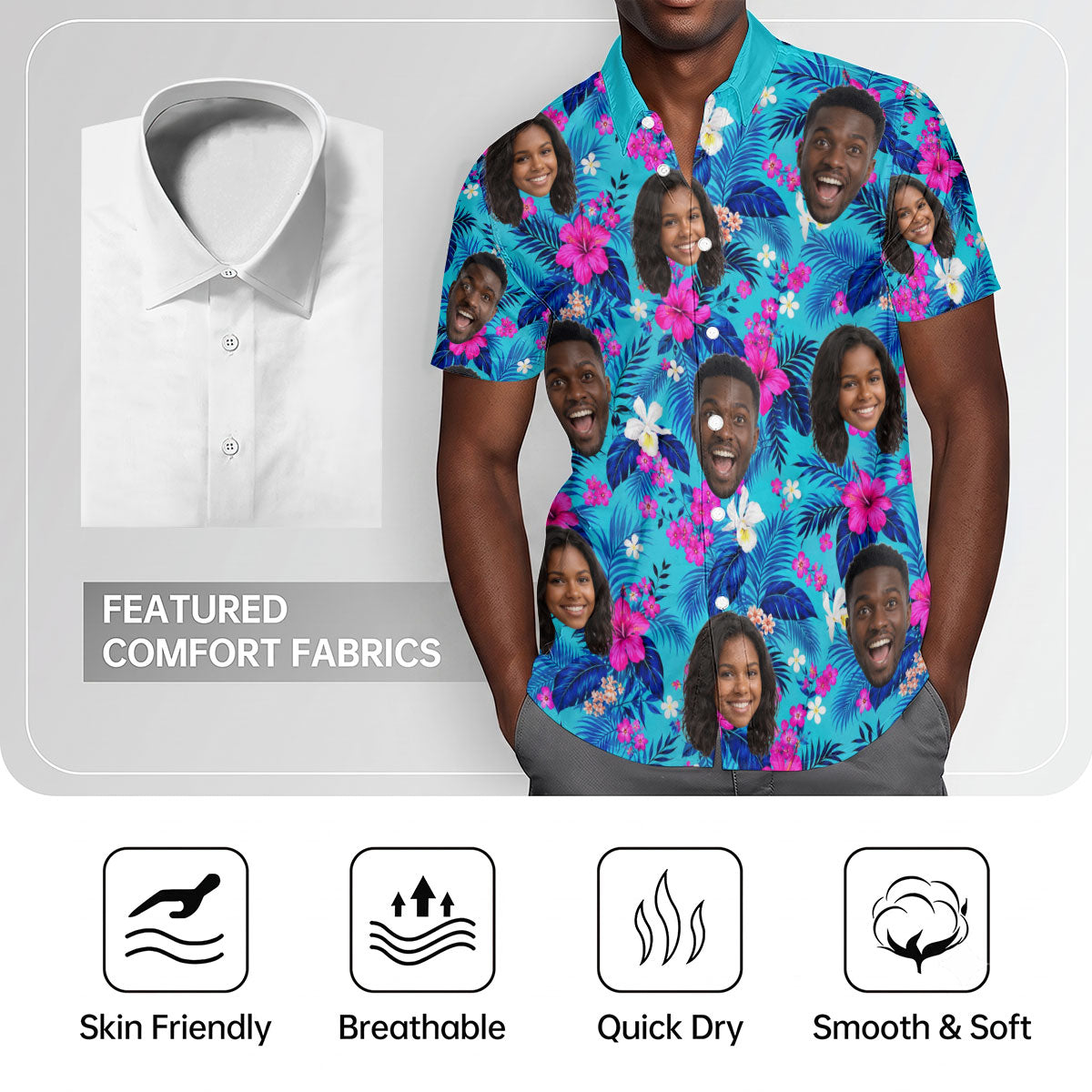 Tropical Funny Couple Upload Photo - Personalized Hawaiian Shirt