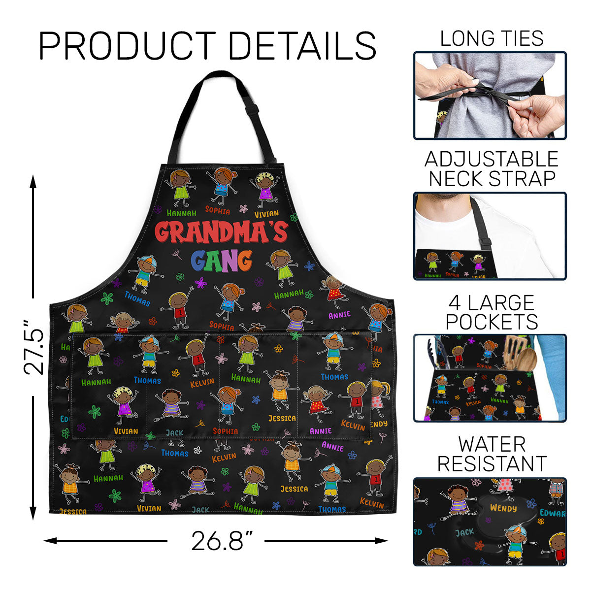Grandma's Gang - Personalized Apron With Pocket