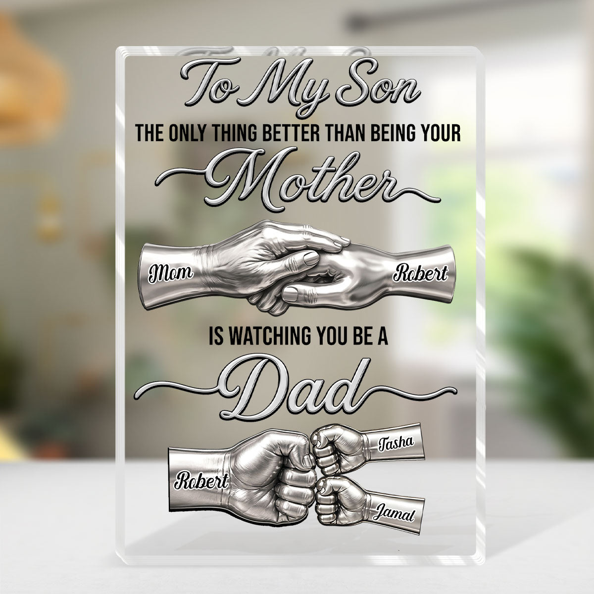 To My Son Watching You Be A Dad From Mom - Personalized Custom Shaped Acrylic Plaque
