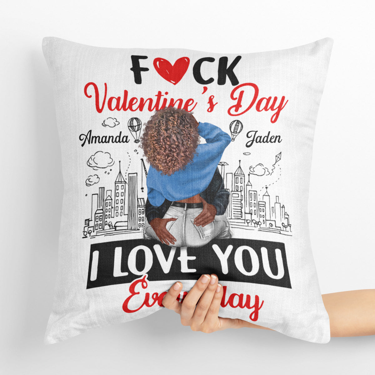 I Love You Every Day - Personalized Crystal Velvet Pillow