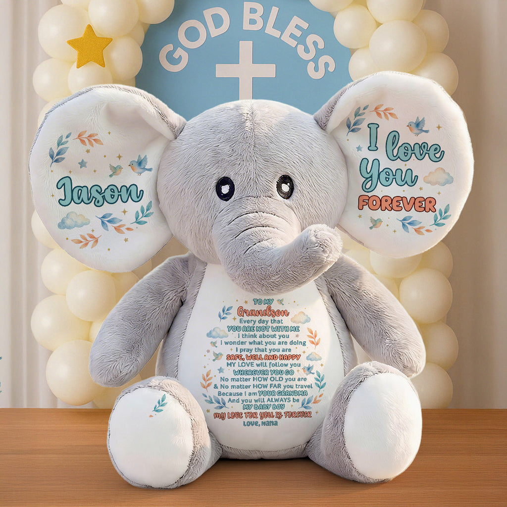 My Love Will Follow You Wherever You Go - Personalized Stuffed Elephant