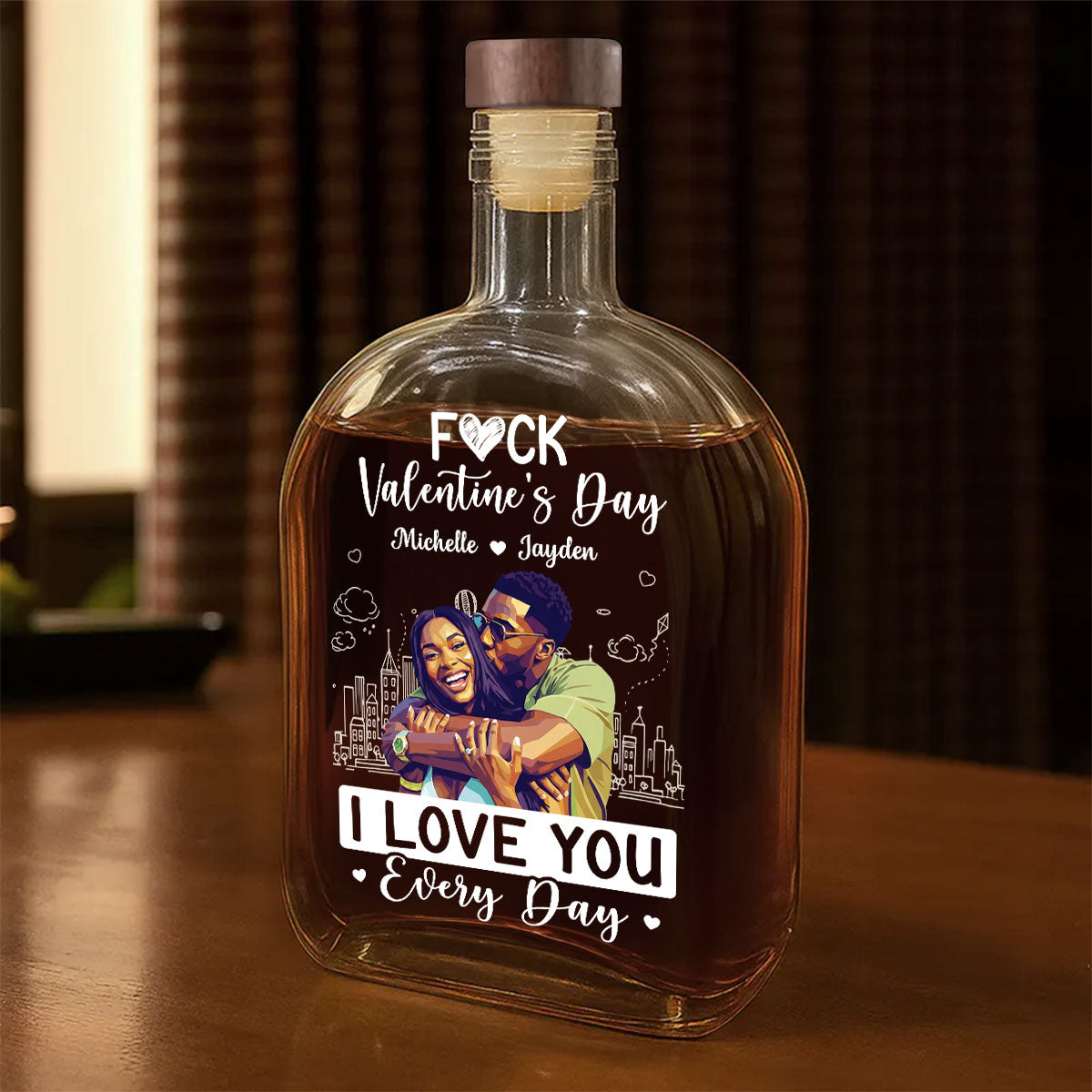 I Love You Everyday Art Ver - Personalized Whiskey Bottle