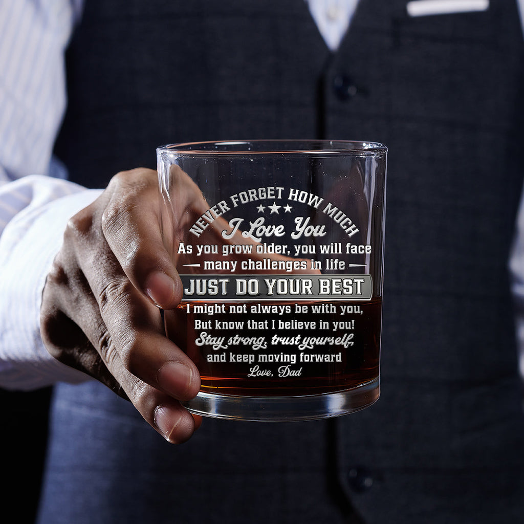 To My Son I Believe In You - Personalized Round Whiskey Glass