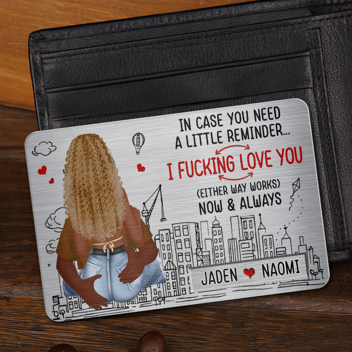 I Love You Now And Always - Personalized Aluminum Wallet Card